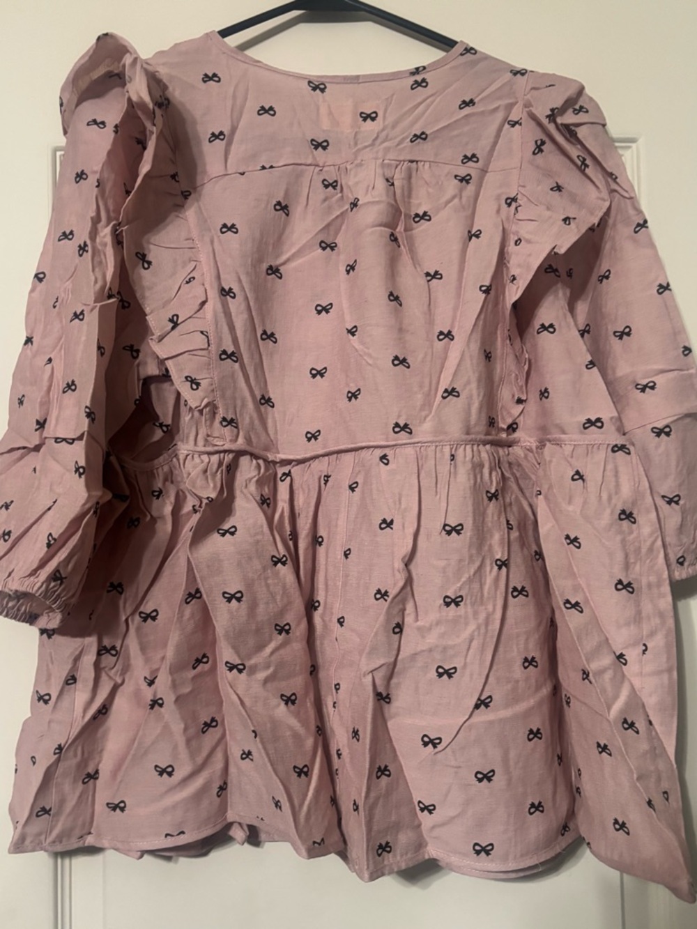 Umgee Mauve Pink Ruffle Bow-Print Top - Picture 4 of 4